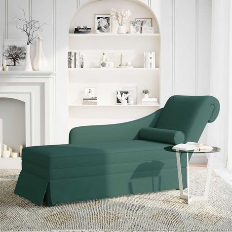 Fauteuil de Salon,Chaise,Fauteuil long et traversin accoudoir droit vert foncé velours CFW389037 (1/5)