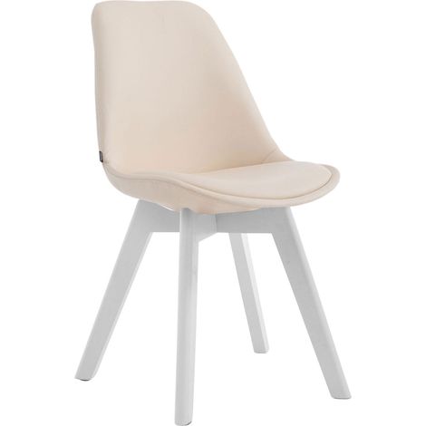 Sedia da sala da pranzo x1 stile scandinavo in supporto in PVC crema 4 gambe in legno colore bianco 100003753