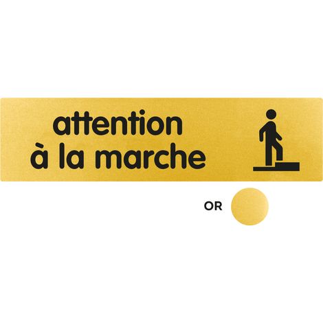 Plaque de porte Attention à la marche - Classique or 170x45mm - 4490151