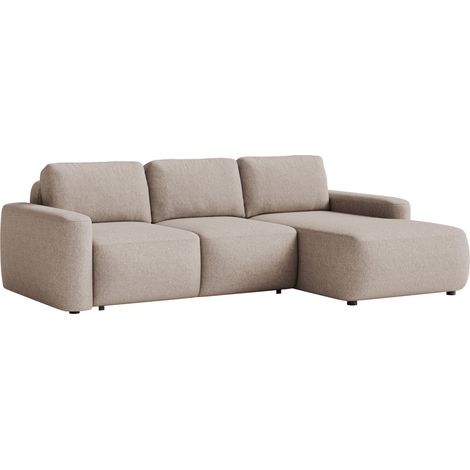 Selsey Carnos Mini – Ecksofa mit Schlaffunktion, Ottomane rechts, Chenille pflegeleicht, Beige (1/5)
