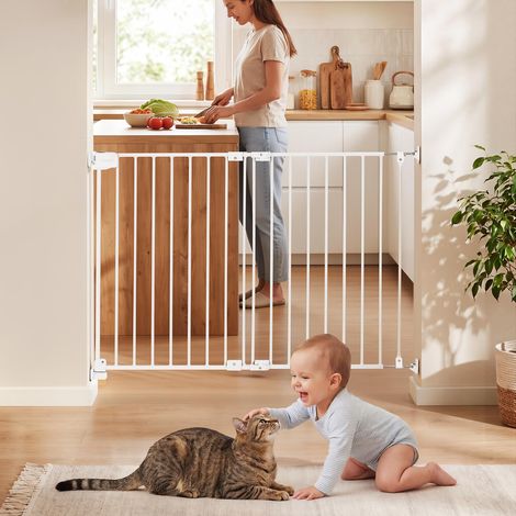 VEVOR Cancelletto di Sicurezza per Bambini, Recinzione Larghezza Regolabile da 670 a 1080 mm Altezza 715 mm, Senza Barra Inferiore, Installazione Semplice con Kit di Montaggio, per Porte Scale Cani (1/5)