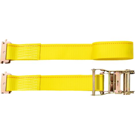 Mophorn Sangle à cliquet E-Track, lot de 18, 2 po x 15 pi, résistance à la rupture de 4 400 lb, sangle en polyester, fixation à ressort et cliquets pour motos, pneus, charges de remorque