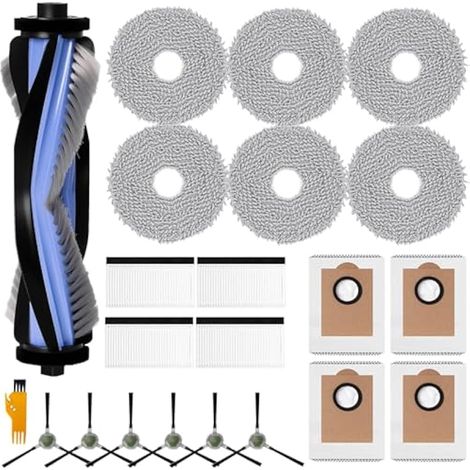 Accessoires pour LEFANT M3 Max Aspirateur, 1 brosse principale, 4 filtres, 4 sacs de poussière, 6 Chiffon, 6 brosses latérales, M3 Max pièces détachées 22 pièces (1/5)