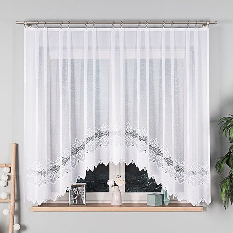 Modesta - cortina jacquard confeccionada - blanca - estampado clásico - 300x160 cm (1/5)