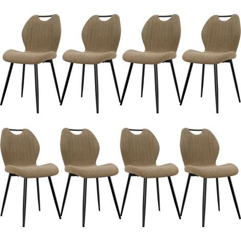 WAFTING Lot de 8 Chaises de Salle à Manger, Chaise de Cuisine, Dossier en Tissu et Pieds en Métal, Marron (1/5)