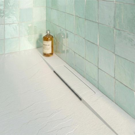 Receveur de douche ONA aspect pierre extra-plat blanc