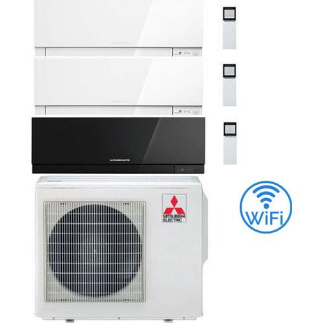 Klimaanlage Mitsubishi Kirigamine Zen Wifi Schwarz-Weiß Test-Split-Wechselrichter 7000 + 7000 + 12000 BTU mit U.E. MXZ-3F54VF Klasse A+++ /A++ NEU