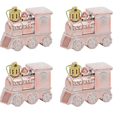 (8 Stück pro Packung) (Verpackungsmaße: 24 x 3 x 5 cm, Maße eines Stücks: 6 x 3 x 5 cm) Weihnachtsbaumschmuck, Miniatur-Zug-förmige Hängeornamente (Champagnergold) (1/5)