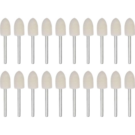 20pcs Laine Feutre Monté Mandrin 10mm Tête 1 8 pouce Tige Conique (1/5)