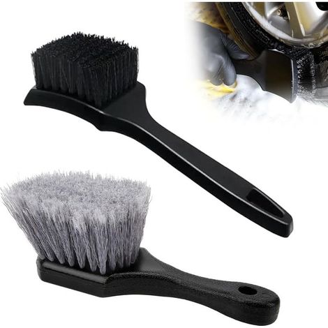 Lot de 2 ( Noir) Brosse de Nettoyage de Roue de Voiture, Brosse d'entretien Jantes Pneu de Voiture, Outil de Lavage Automobile, Accessoire de Nettoyage Multifonction pour Les Magasins de Beauté (1/5)