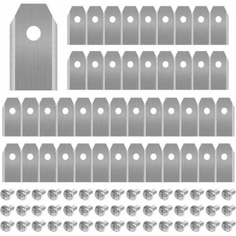 Cuchillas de repuesto de titanio para cortadoras de césped Husqvarna/Automower/Yardforce/Gardena, paquete de 45, accesorios con tornillos, trabajo pesado (3 g / 0,75 mm), plata. (1/4)