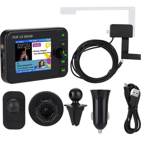 Radio numérique DAB pour voiture avec écran LCD couleur de 2,4 pouces (170-240 MHz DAB / 87,5-108 MHz FM). (1/5)
