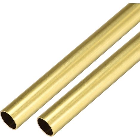 Brass Round Tube 300mm Length 12mm External Diameter 0.5mm Wall Thickness Seamless Straight Tube Pipe 2Pcs (1/4)
