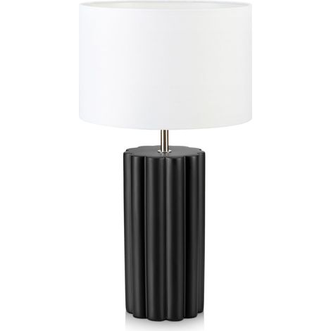 Markslojd COLUMN Lampe de table noire avec abat-jour rond blanc (1/3)