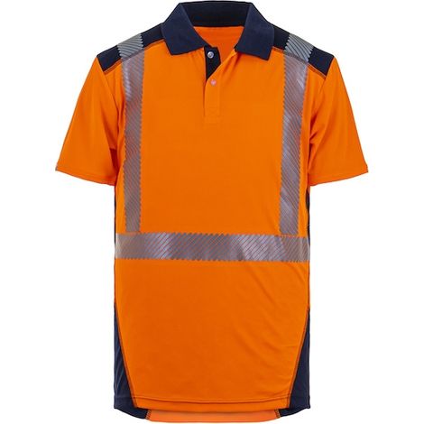 Polo haute visibilité BORNEO orange/marine - 2XL - T2S