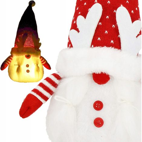 SIGNORA GNOMO ELFICO NATALIZIO luminoso 36cm GNOMO LED decorazione REGALO FESTE