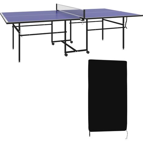 Table de tennis de table ping-pong pliable + housse de protection - SPORTNOW - pour l'intérieur et l'extérieur - bleu et noir (1/5)
