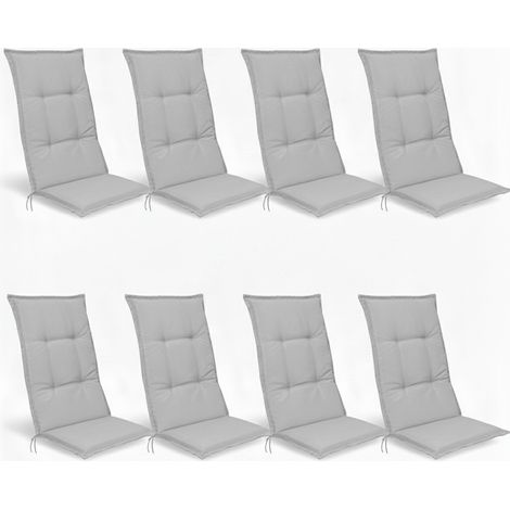 8er Set Hochlehner Set Base HL Sitzkissen, 120x50x6cm Hellgrau (1/5)