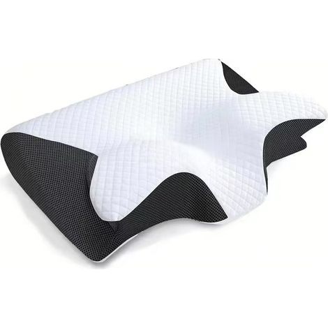 Viscoelastic cervical pillow, 2-in-1 ergonomic orthopedic pillow for neck pain relief, contoured support pillow, 1 piece, light black (reduced price) - XF31-AquaForge