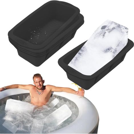 Lot de 5 grands moules à glaçons, moules géants réutilisables pour bain de glace, démoulage facile, permettant de réaliser jusqu'à 2 kg de glaçons. (1/5)