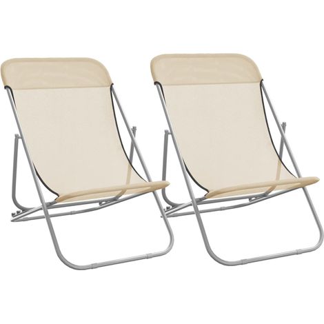 Chaises plage pliantes lot de 2 textilène acier enduit poudre (1/5)