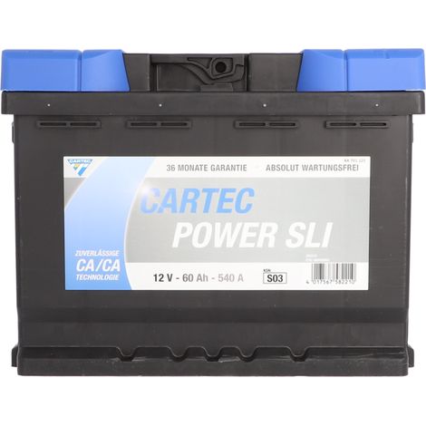 POWER SLI Starterbatterie 60 Ah / 540 A 190mm