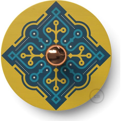 Fermaluce Etnico con paralume UFO in legno double-face illustrato da artisti vari  Senza lampadina - ODD - No