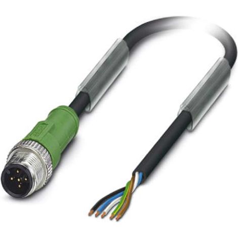 M12 Sensorleitung PUR 5-polig Stift gerade schleppkettenfähig A-Kodierung, Länge 2,0 Meter schwarzgrau RAL 7021, Kabel Außendurchmesser 5,0mm - 1 Stück