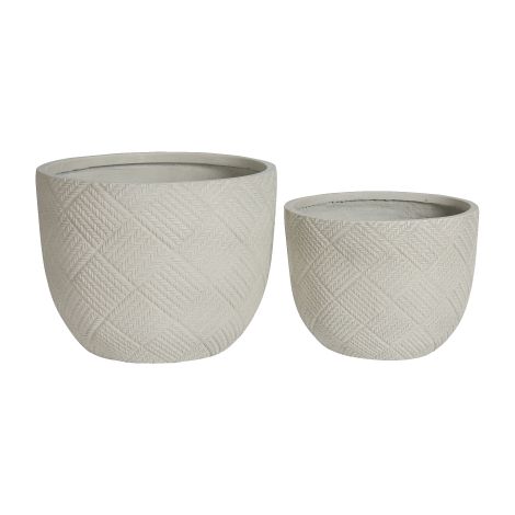Lot de 2 pots de fleurs ronds en béton grand pot de plante fait main rustique décoratif avec trous de drainage pour maison jardin patio terrasse intérieur extérieur gris 37x28cm et 45x35cm
