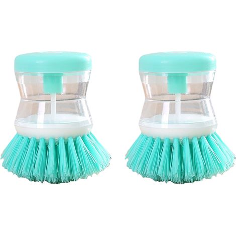 Brosse de lavage à liquide en 2 pièces, brosse de lavage à vaisselle automatique à pression, brosse de nettoyage multifonction