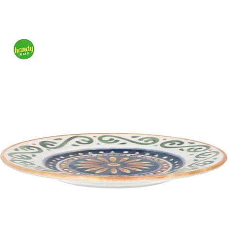 Saturnia Collezione Capri Piatto Frutta D 21 Cm H 2 Cm Porcellana Ischia Decorata (1/2)