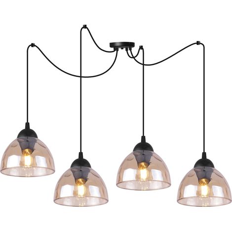 Suspension araignée Venice à 4 lampes, abat-jour miel E27 (1/5)