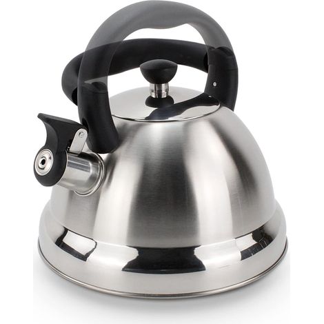 1 Bouilloire sifflante,Acier inoxydable,3 Litres,Poignée pliante,Tous feux dont induction,Cuisine et camping