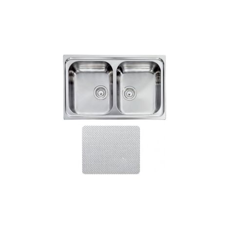 CM 011272.X1.01.2018 Zenith Lavello da Incasso 2 Vasche Acciaio Inox Antigraffio Microdecoro (79x50 cm) colore Inox antigraffio (1/5)