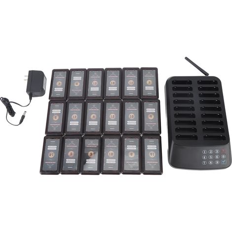 Système d'appel sans fil pour restaurant - Pagers avec écran tactile noir mat - Alimentation 100‑240V prise US - Idéal pour distanciation sociale (1/5)