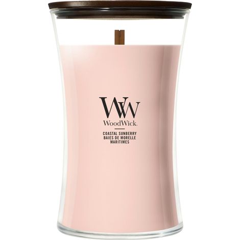 Candela a clessidra grande Coastal Sunberry 689g Rosa WoodWick