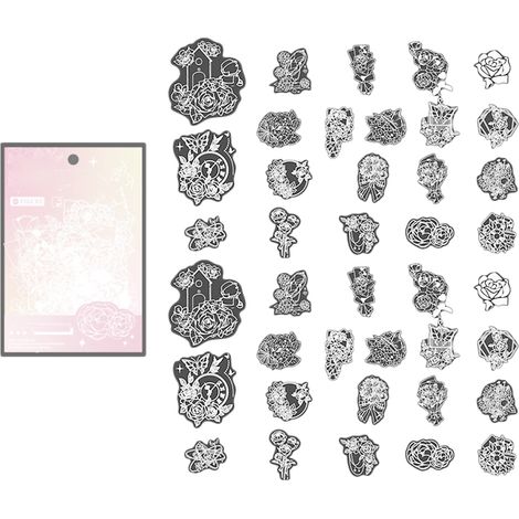 Lot de 40 autocollants manuels PET laser effet 3D ombre lumineuse esthétique pour enveloppes cartes-cadeaux albums photos fleurs (1/5)