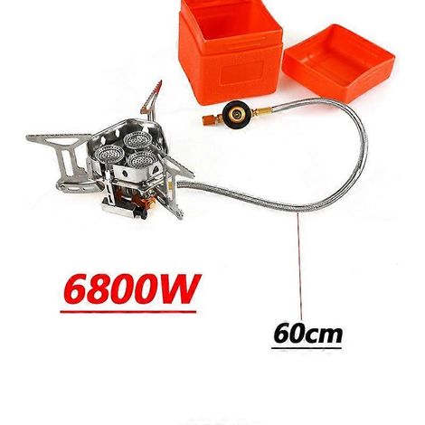 Réchaud à gaz portable d'extérieur 5800W/6800W à trois brûleurs, coupe-vent, pliable et ultraléger, idéal pour les pique-niques et le camping. (1/5)
