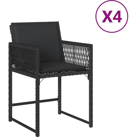 Maison Exclusive - Gartenstühle mit Kissen 4 Stk. Schwarz Poly Ra