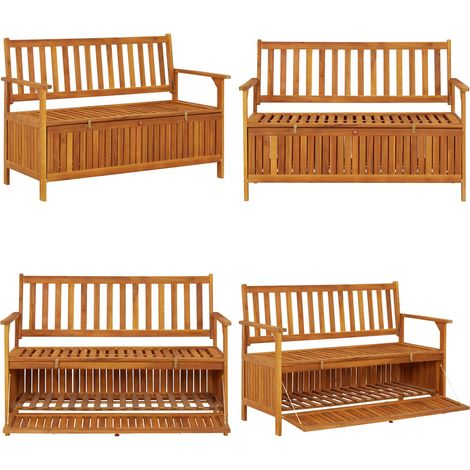 Gartenbank mit Stauraum 120 cm Massivholz Akazie - Holzbank - Gartenbank - Stauraumbank - Akazienholz - Outdoor Möbel