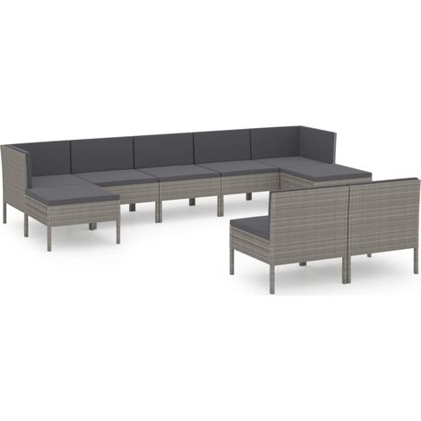Maison Exclusive - 9-tlg. Garten-Lounge-Set mit Auflagen Poly Rat