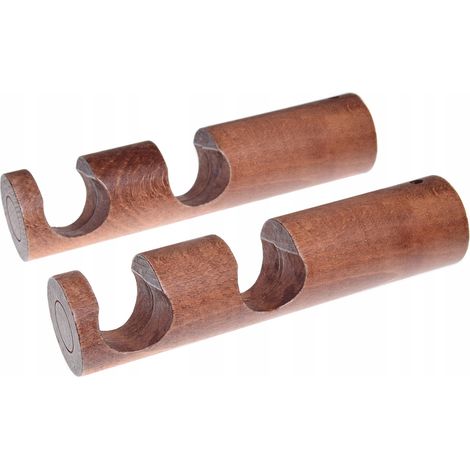Staffa doppia in legno per asta per tende moderna, diametro 28 mm, ontano, 2 pezzi. (1/5)