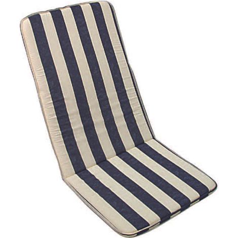Cuscino in cotone Cipro A Righe Bianco e Blu Sedia Ripiegabile -Cm 48X110 H Spessore Cm.3