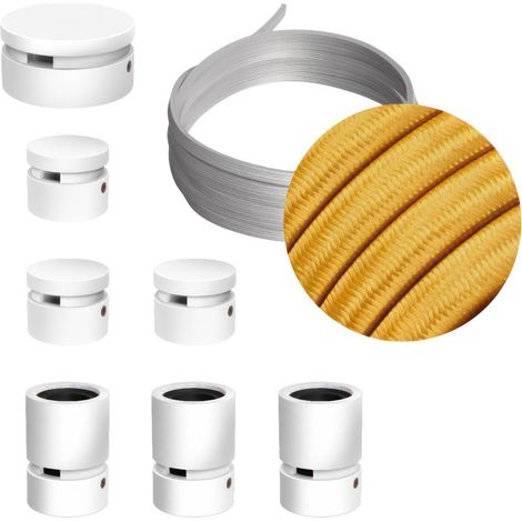 Sistema Filé Linear Kit - con cavo di 5 m per catenaria e 7 componenti in legno verniciato bianco per interni