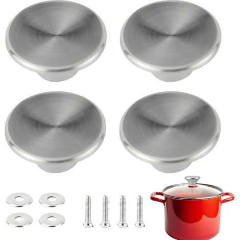 4 Pièces Couvercle de Tige Poignée Boutons de Rechange en Acier Inoxydable Poignée Couvercle Casserole Bouton Cocotte en Fonte Universel pot Lid Handle pour Cocotte (1/5)