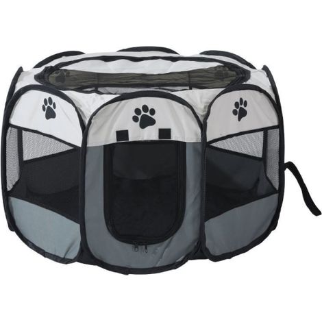 Tente pliable portable pour animaux de compagnie, niche chien grise XL : 114×114×58 cm (1/5)