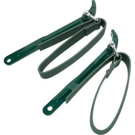 Clé à Sangle du Filtre à Eau Réglable 2 Pièces en Fonte Vert, pour Filtre et Robinet, Outil Robuste, Usage Plombier et Mécanique (1/5)