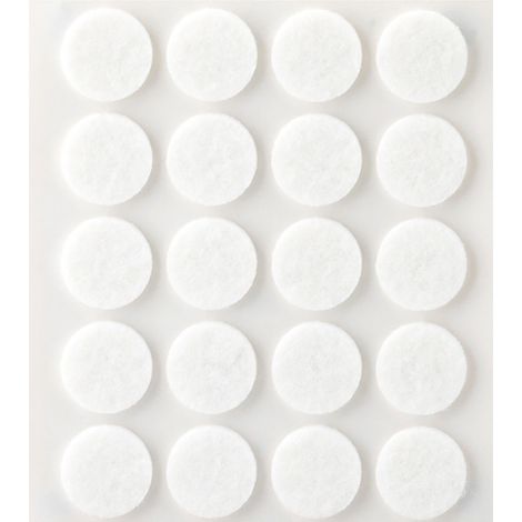 Pack 20 fieltros blancos sintéticos adhesivos Ø17mm Plasfix INOFIX (1/2)