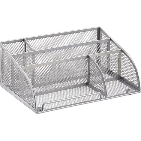 Organiser da scrivania in rete metallica 10,5 x 25,5 x 18 cm design elegante pratica custodia in metallo nero 130006790