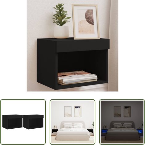 LED-Leuchten - Wand-Nachttische mit LED-Leuchten 2 Stk. Schwarz (1/5)